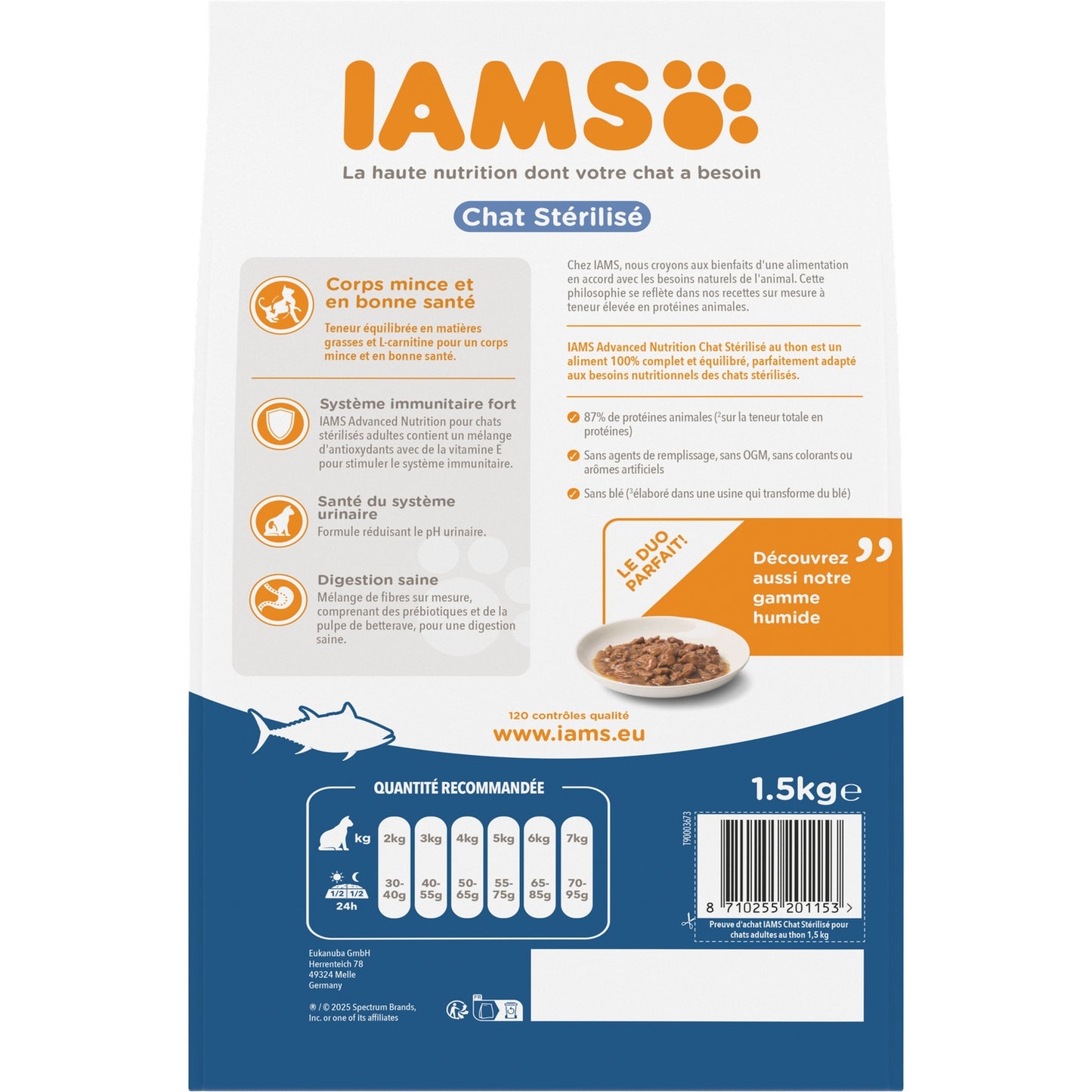 Croquettes pour Chat Adulte Stérilisé au Thon IAMS 