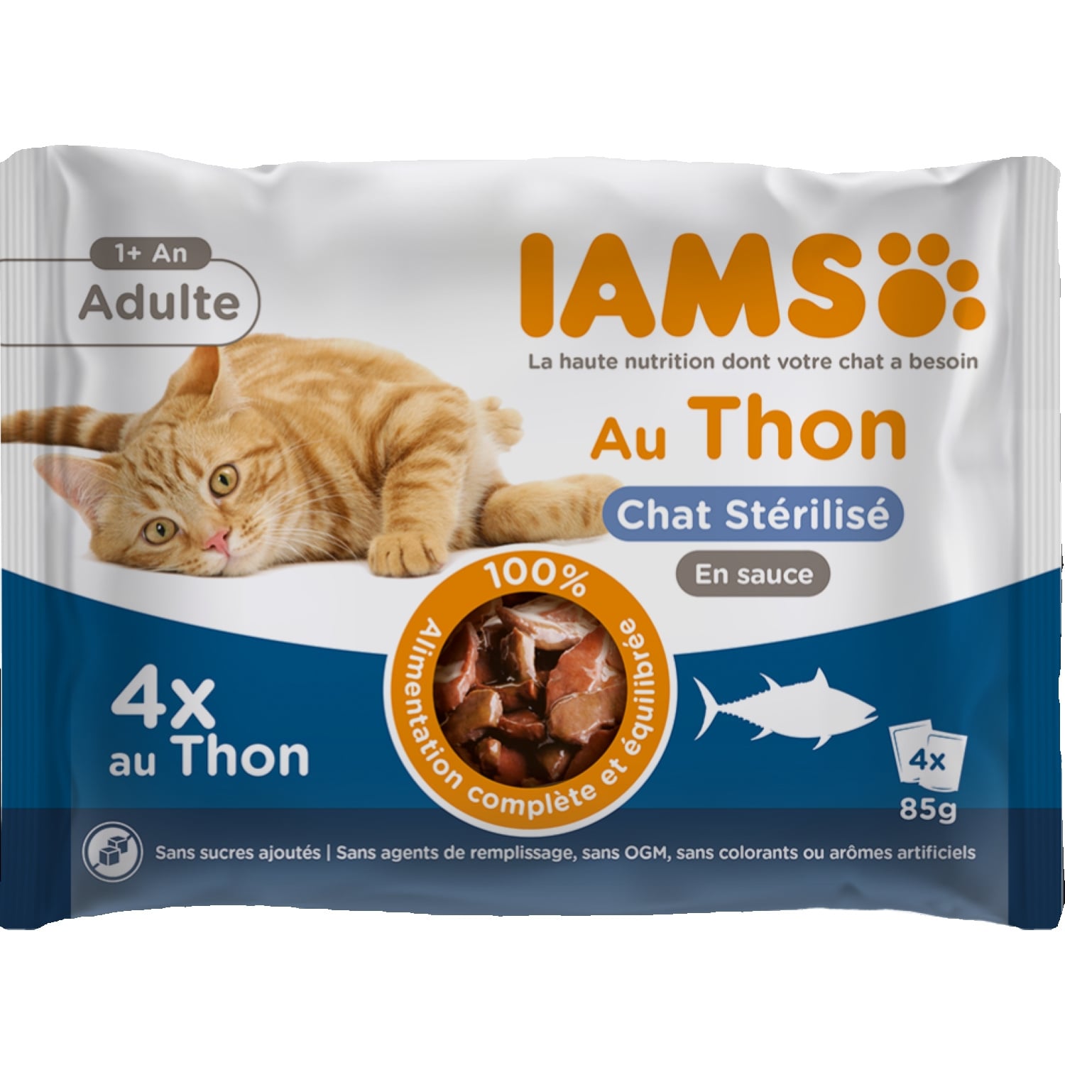 Pâtée pour Chat Adulte en Sauce Stérilisé Thon IAMS 