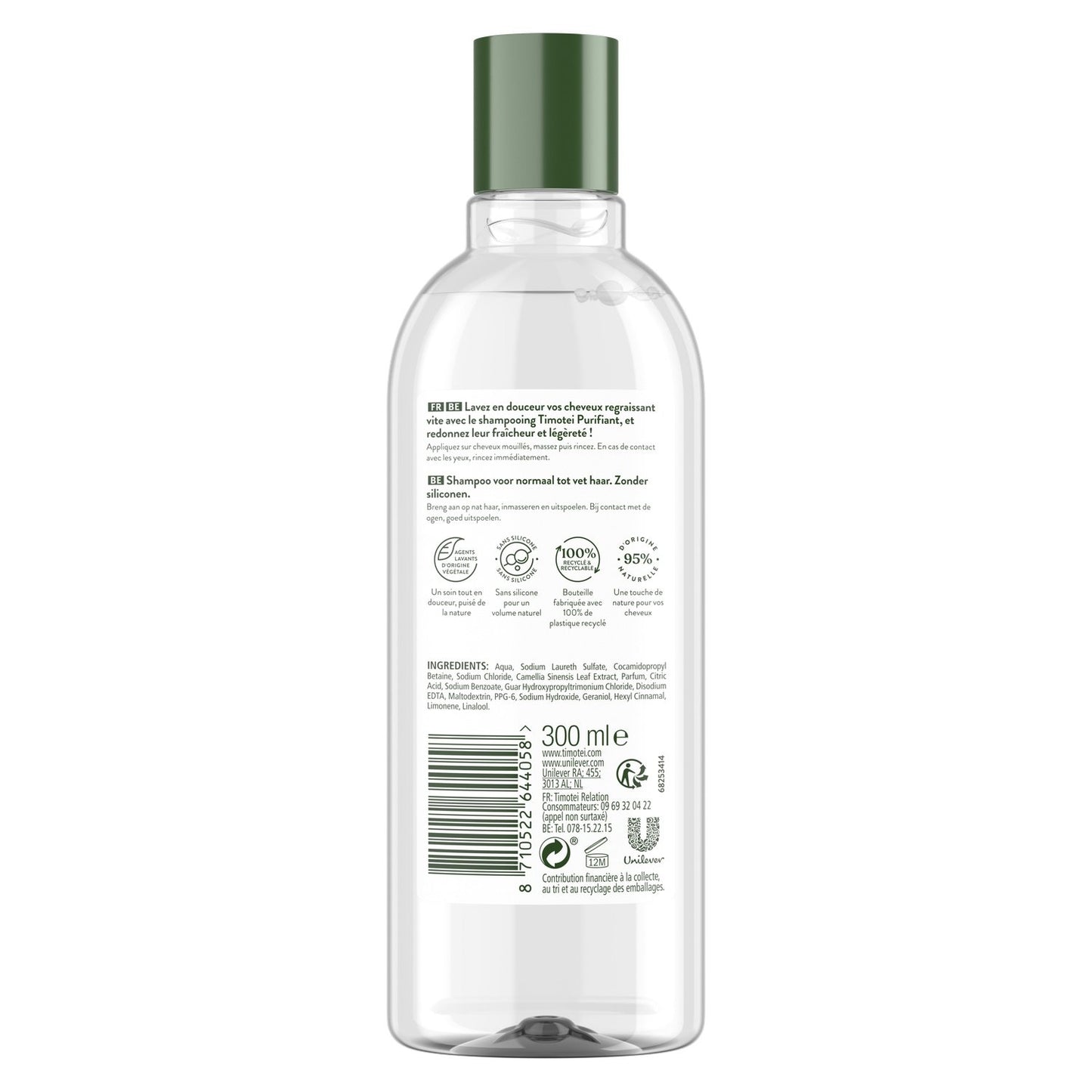 Silicone-Free Purifying Shampoo for Normal Hair, Fast-Greasy with Green Tea Extract TIMOTEI