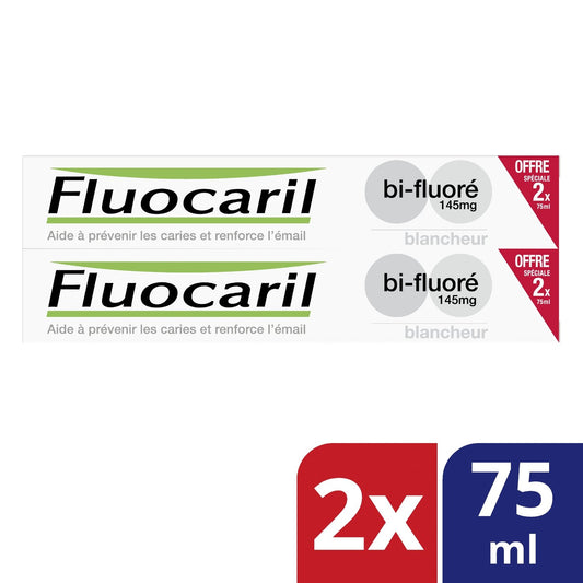 Dentifrice Blancheur Bi-Fluoré Anti-Caries FLUOCARIL le lot de 2 tubes de 75mL