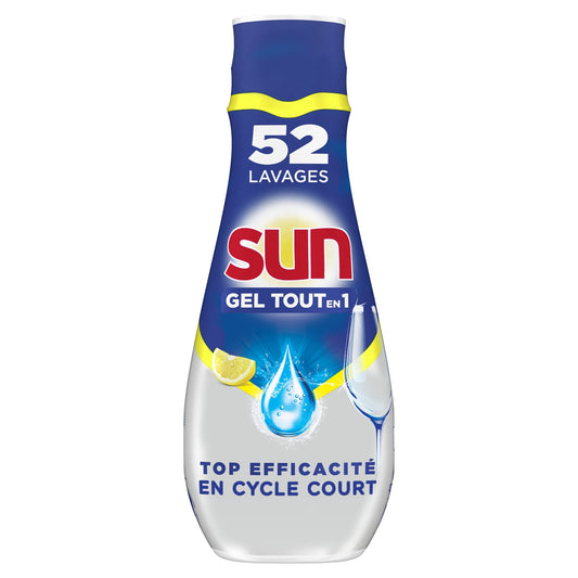 SUN All-in-1 Lemon Scent Clean and Shine Gel Dishwasher Cleaner