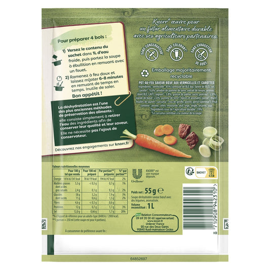 Soupe Déshydratée Pot au Feu Vermicelles et Carottes KNORR