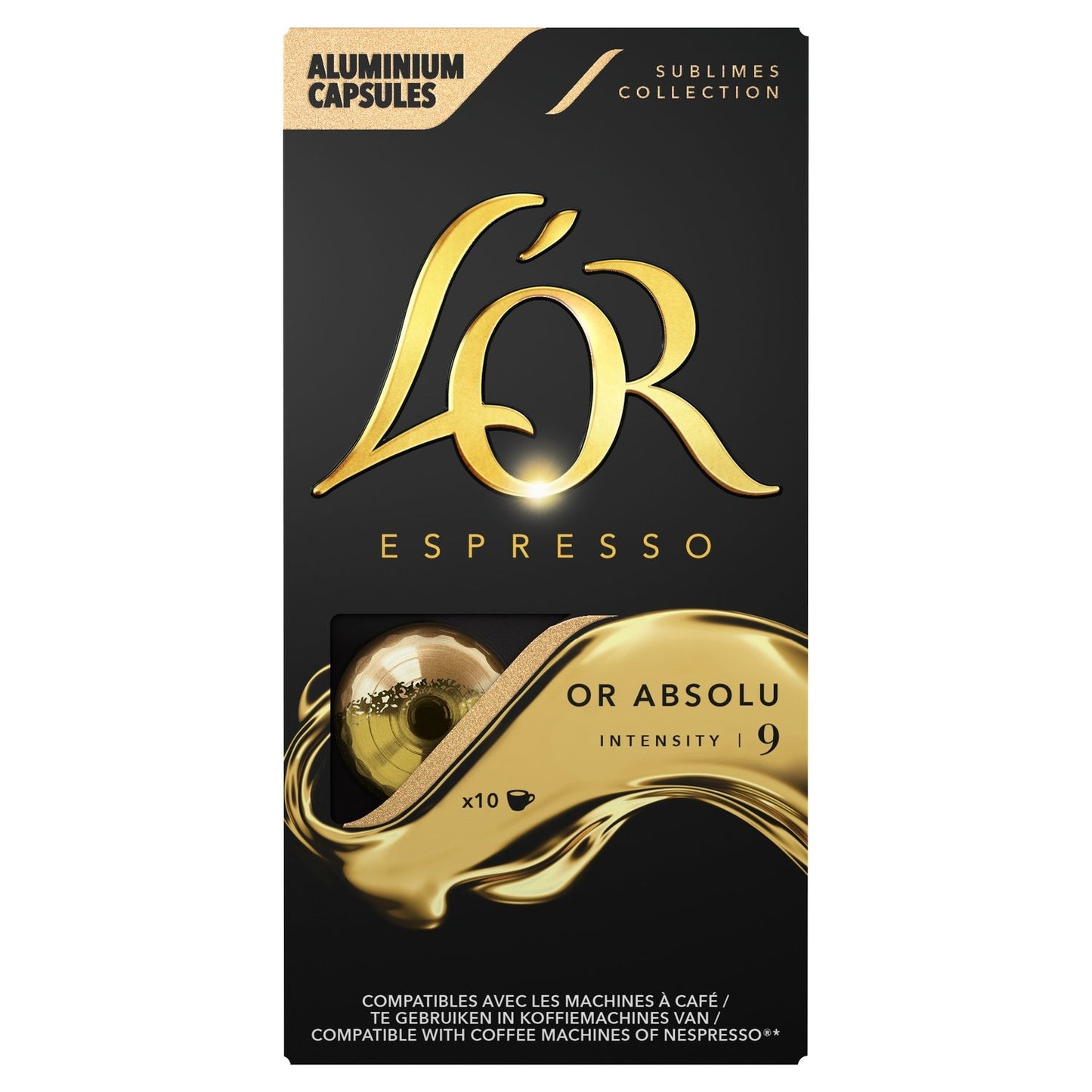 Absolute Gold Intensity 9 Coffee Capsules Compatible with Nespresso L'OR