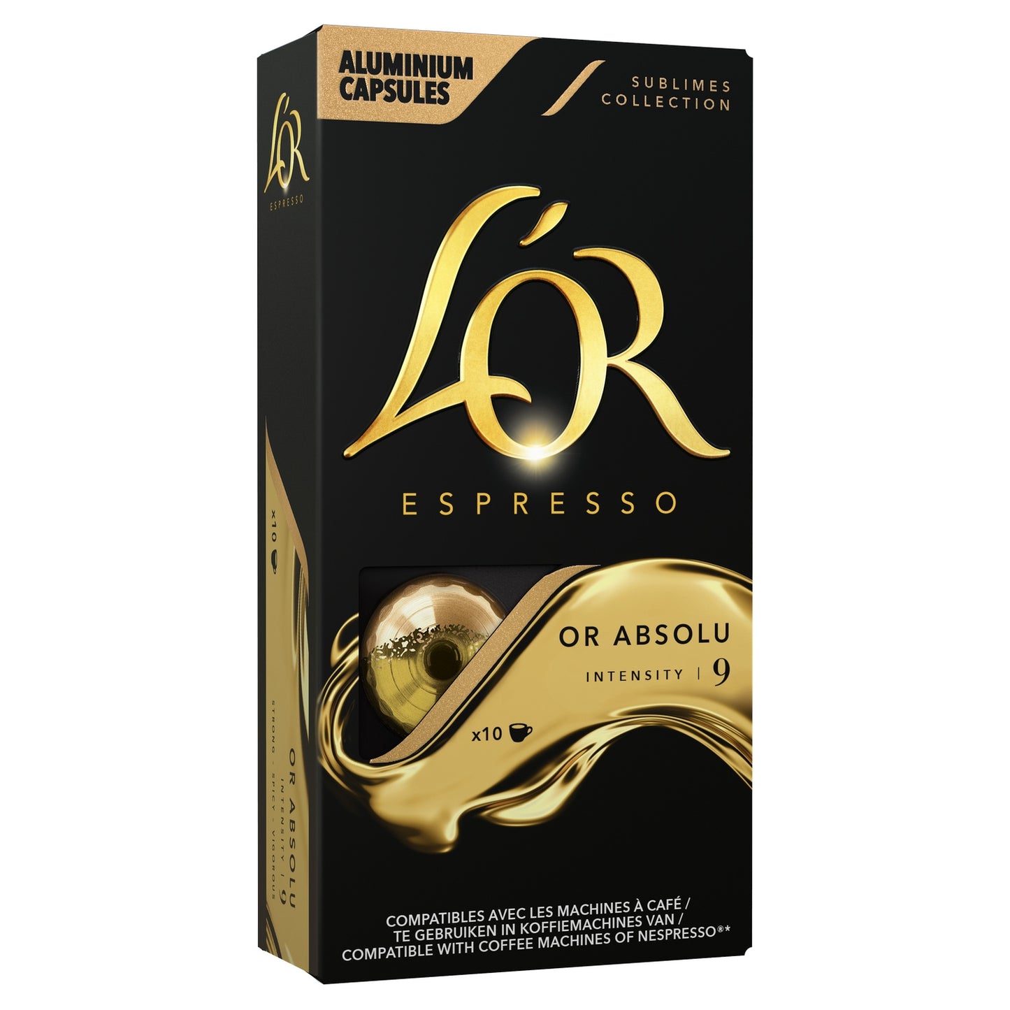 Absolute Gold Intensity 9 Coffee Capsules Compatible with Nespresso L'OR