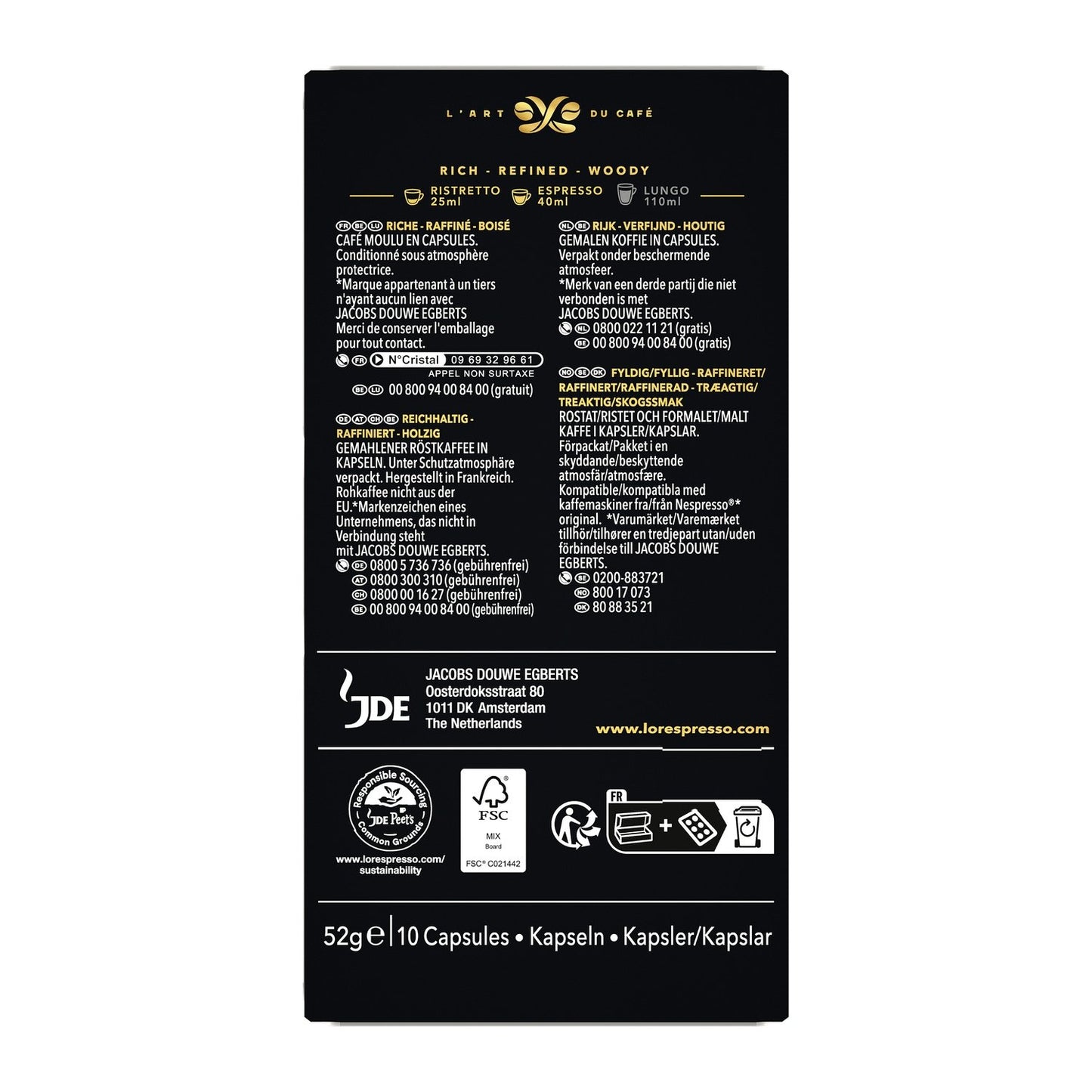 Absolute Gold Intensity 9 Coffee Capsules Compatible with Nespresso L'OR