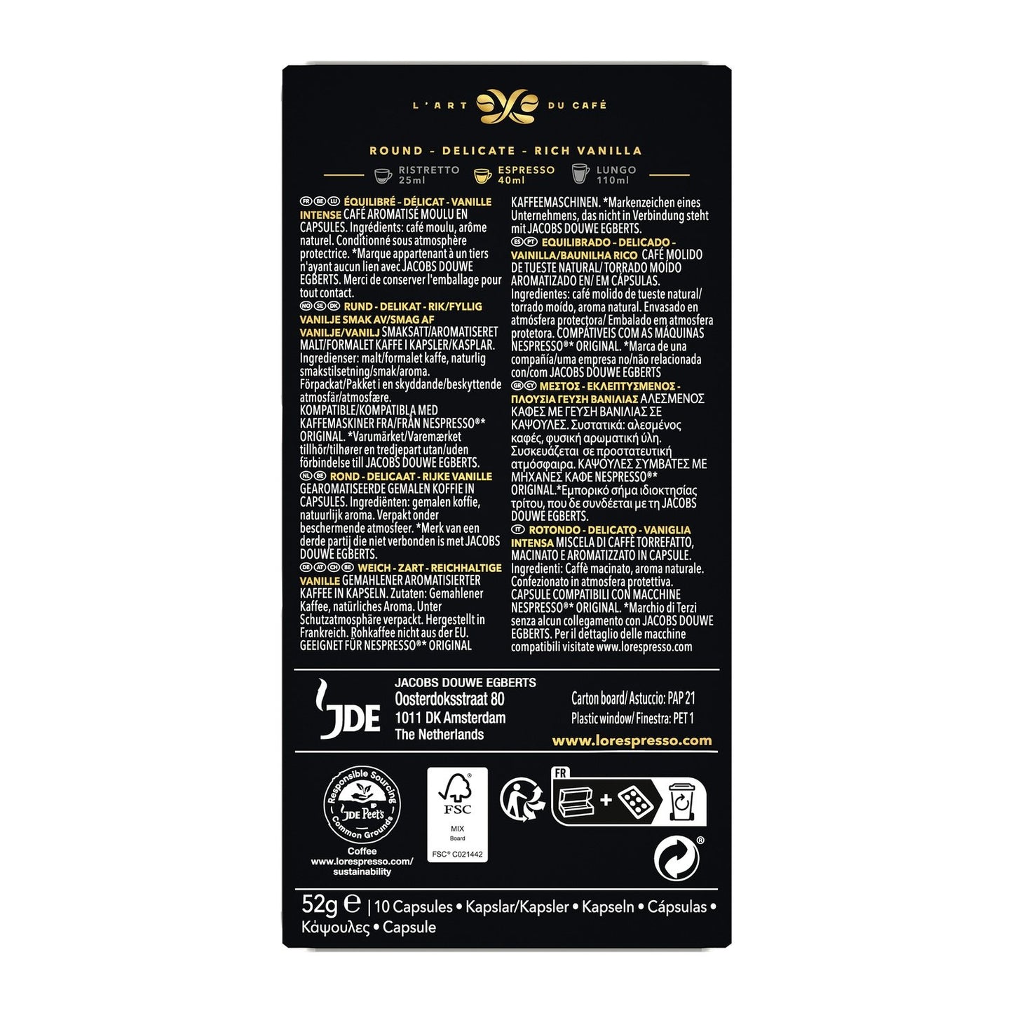 Café Capsules Saveur Vanille Compatibles Nespresso L'OR