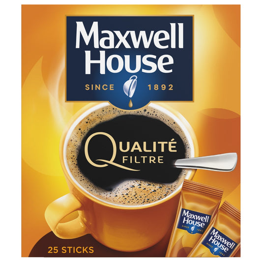 Café Soluble Qualité Filtre MAXWELL HOUSE la boîte de 25 sticks