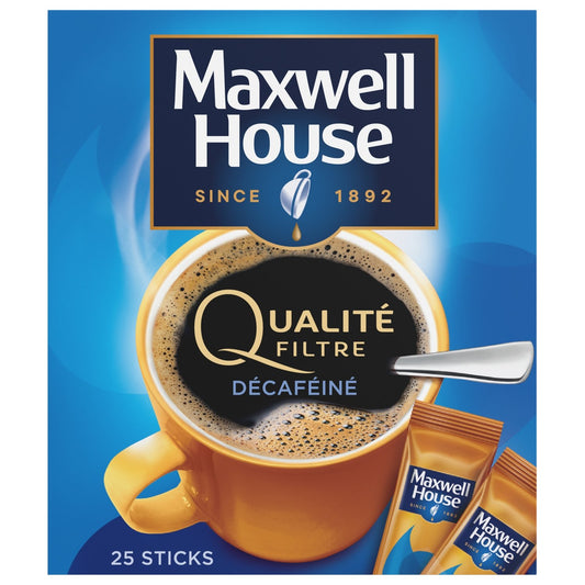 Café Soluble Décaféiné MAXWELL HOUSE la boîte de 25 sticks