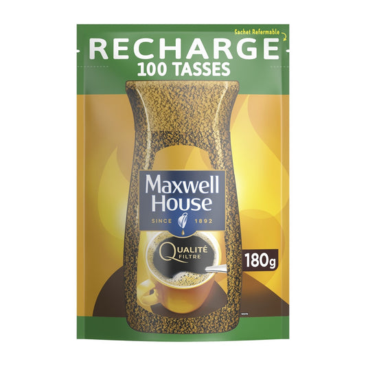 Café Soluble Qualité Filtre MAXWELL HOUSE la recharge de 180g