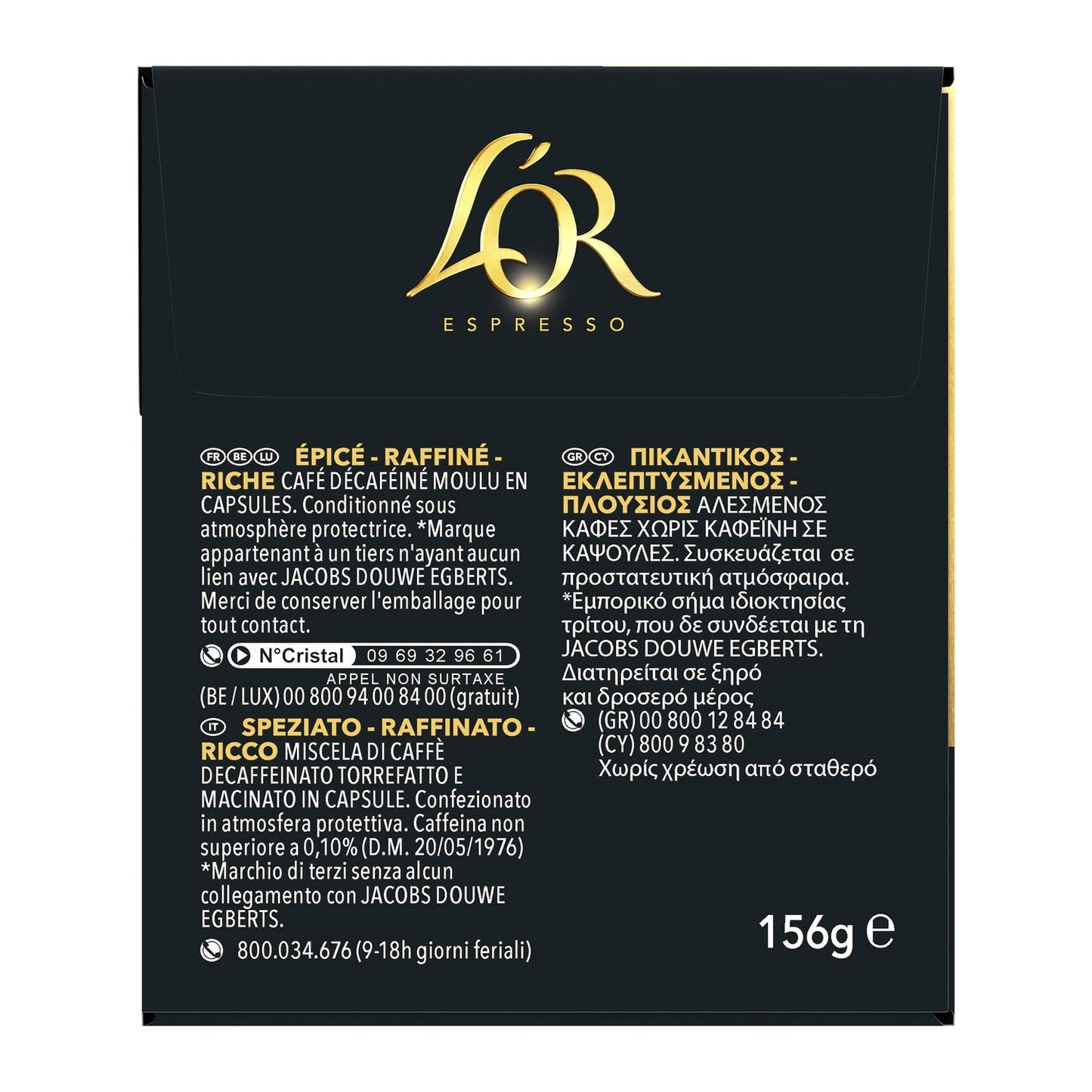 Café Capsules Decaffeinato Intensité 6 Compatibles Nespresso® L'OR 