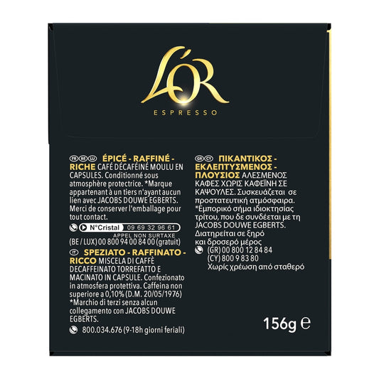 Café Capsules Decaffeinato Intensité 6 Compatibles Nespresso® L'OR 
