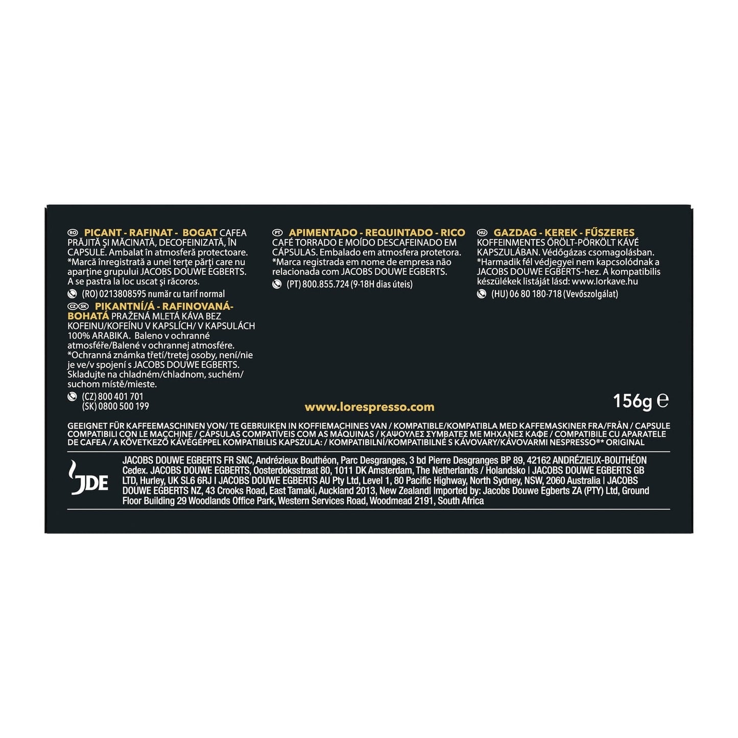 Café Capsules Decaffeinato Intensité 6 Compatibles Nespresso® L'OR 