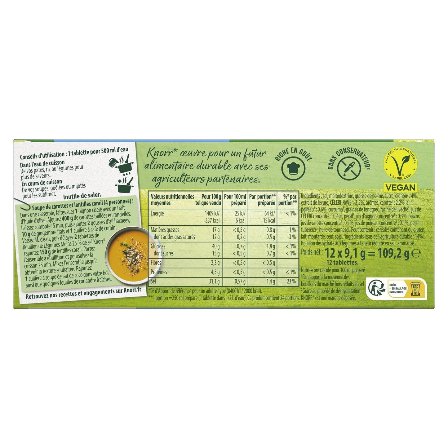 Bouillon de Légumes Réduit en Sel KNORR