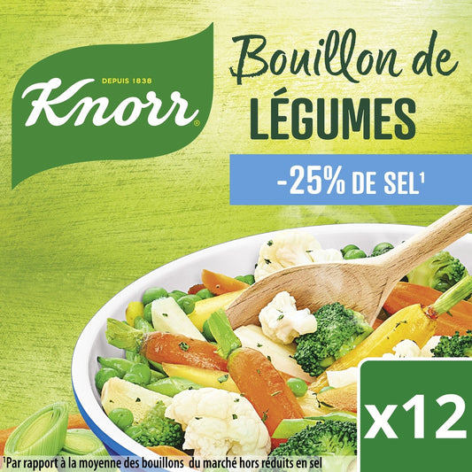 Bouillon de Légumes Réduit en Sel KNORR la boite de 12 bouillons de 9,1 g