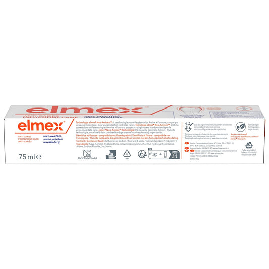Dentifrice Anti-Caries Sans Menthol Protection Email Dents Sensibles ELMEX