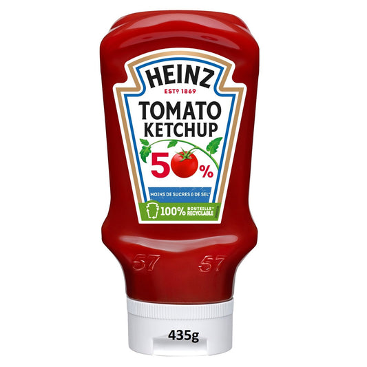 HEINZ Tomato Ketchup Sauce 50% Sugars and Salt