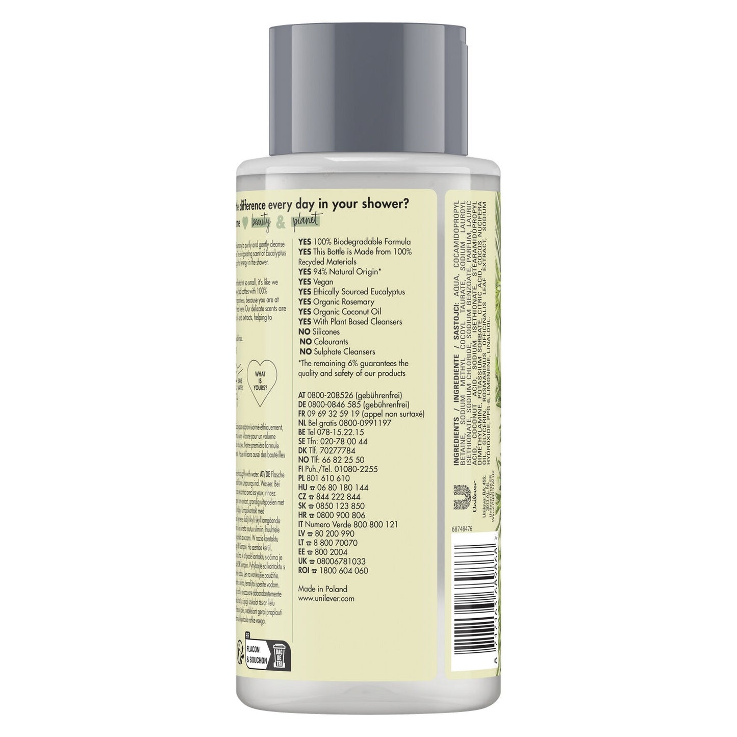 Shampoing pour Cheveux Légers et Purifiés au Romarin et Vetiver Love Beauty & PLANET