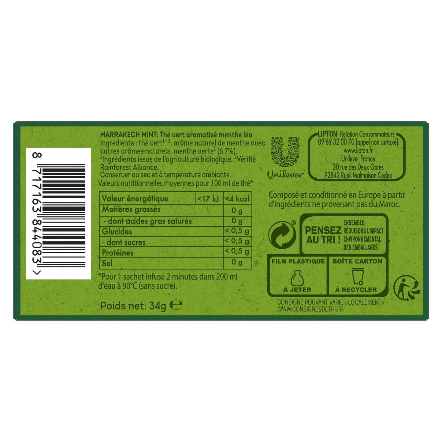 LIPTON Organic Marrakech Mint Green Tea