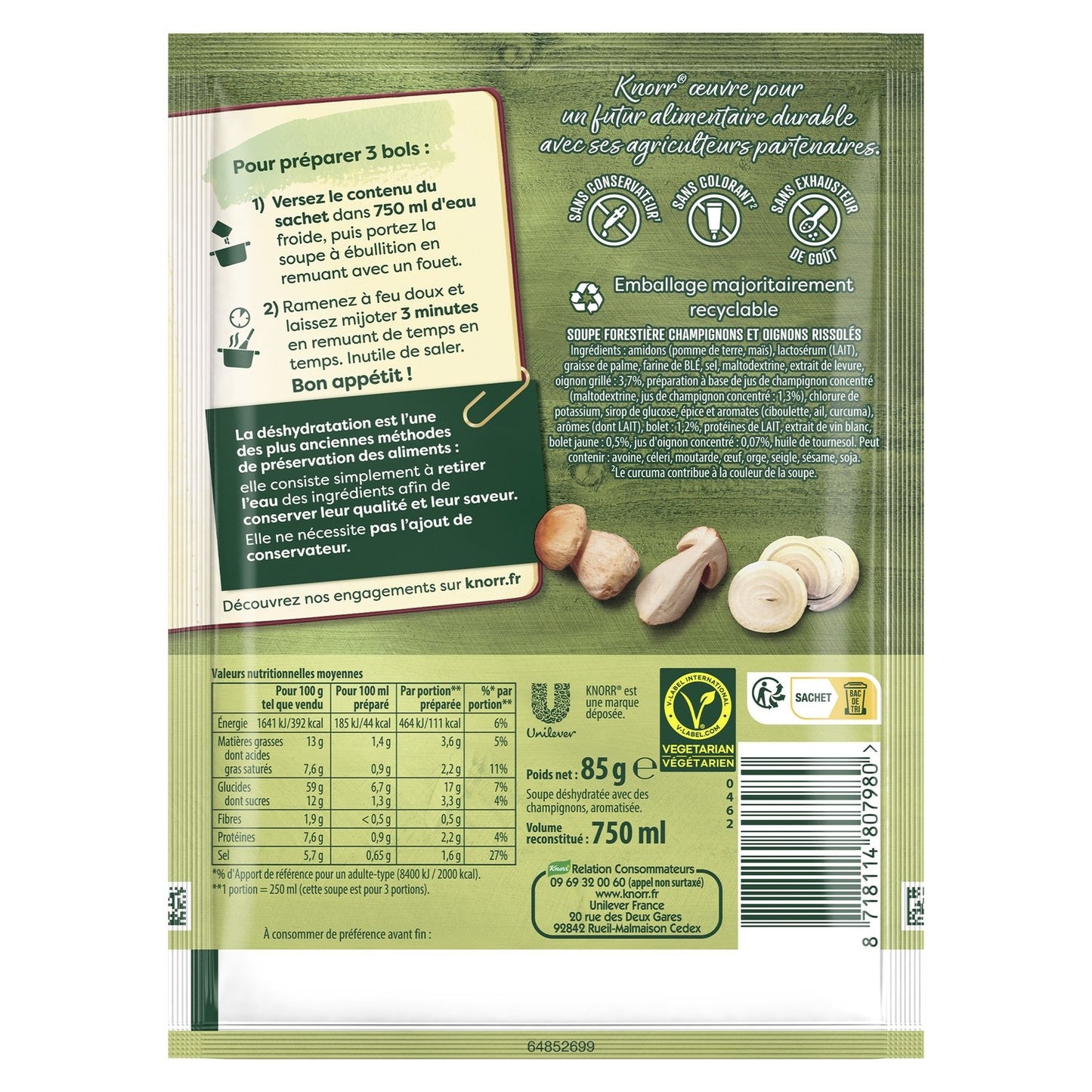 Soupe Déshydratée Forestière Champignons et Oignons KNORR