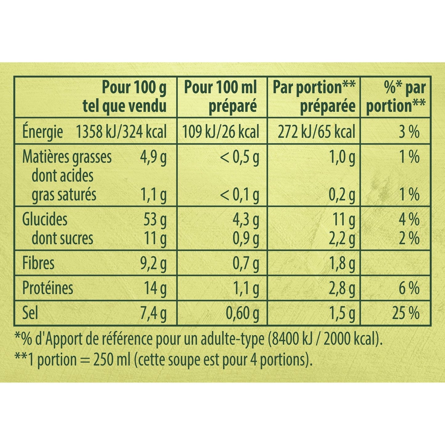 Soupe Déshydratée au Pistou et Huile d'Olive KNORR