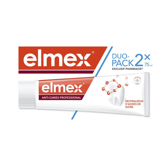 Dentifrice Anti-Caries Professionnel Neutralisation Acides de Sucre ELMEX les 2 tubes de 75 ml
