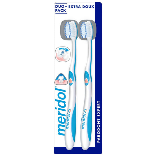 Brosse à Dents Extra Souple Gencives Sensibles MERIDOL le lot de 2 brosses à dents
