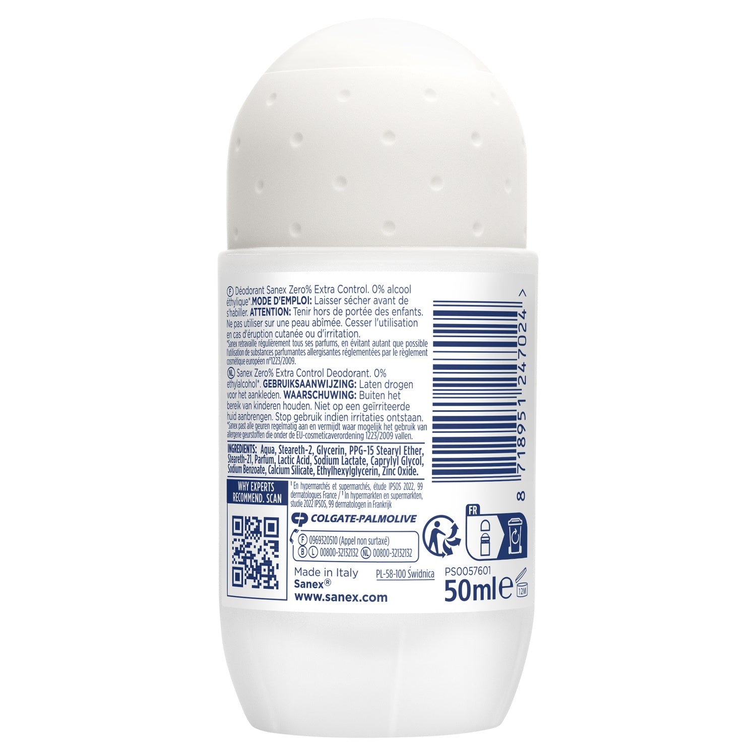 Déodorant bille 0% Extra control SANEX 