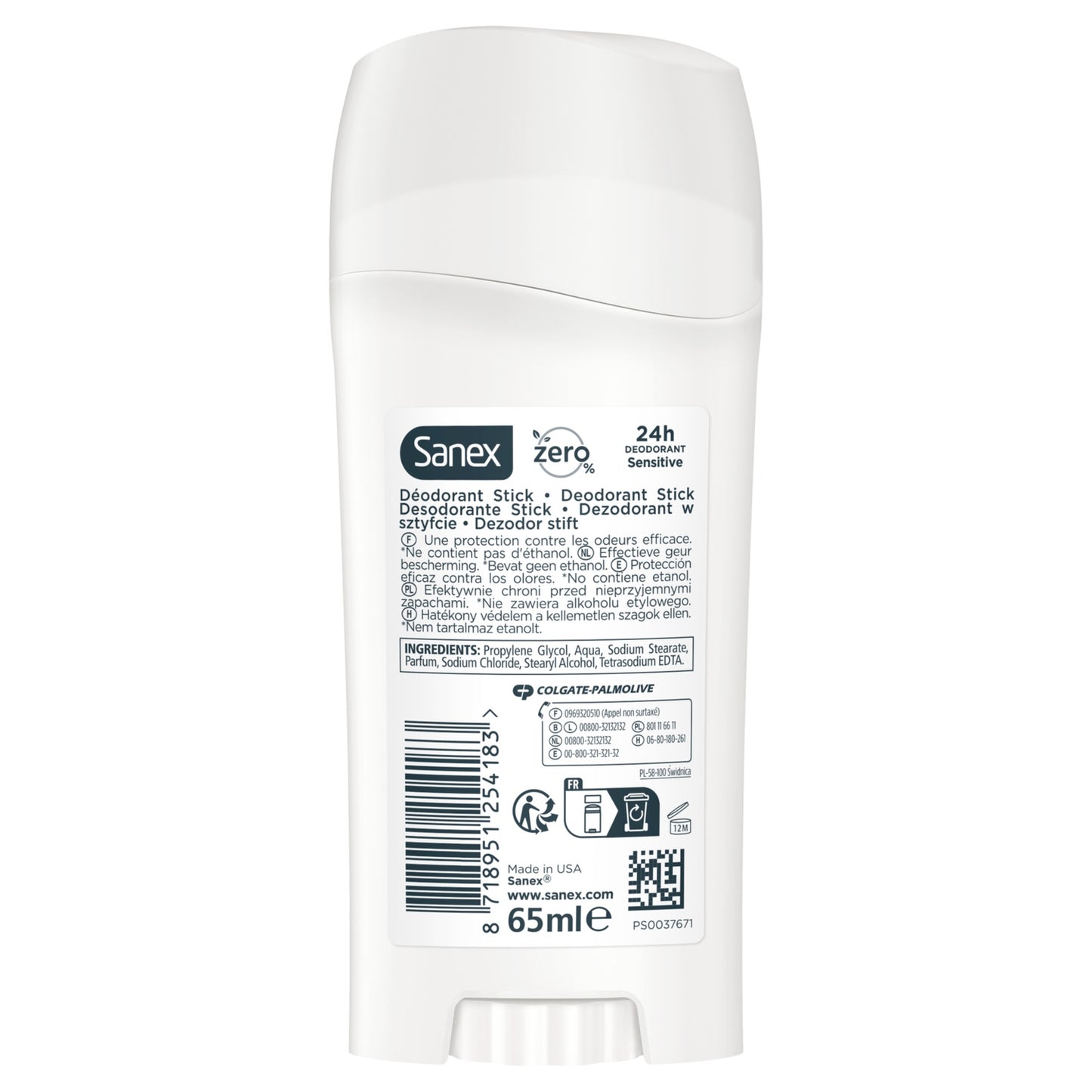 Déodorant stick Peaux Sensibles 0% Alcool SANEX 