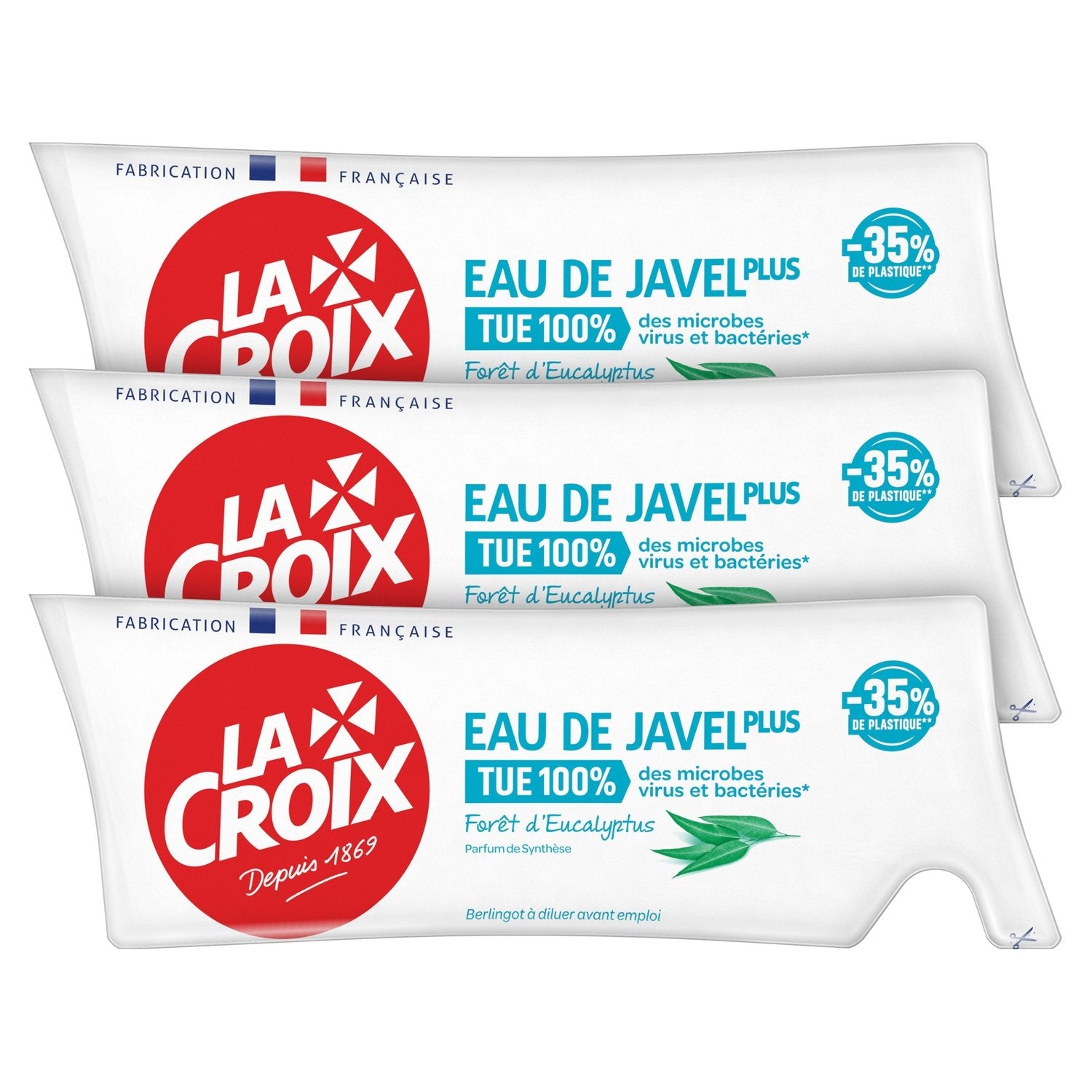 Eau de Javel Eucalyptus LA CROIX les 3 berlingots de 250 ml