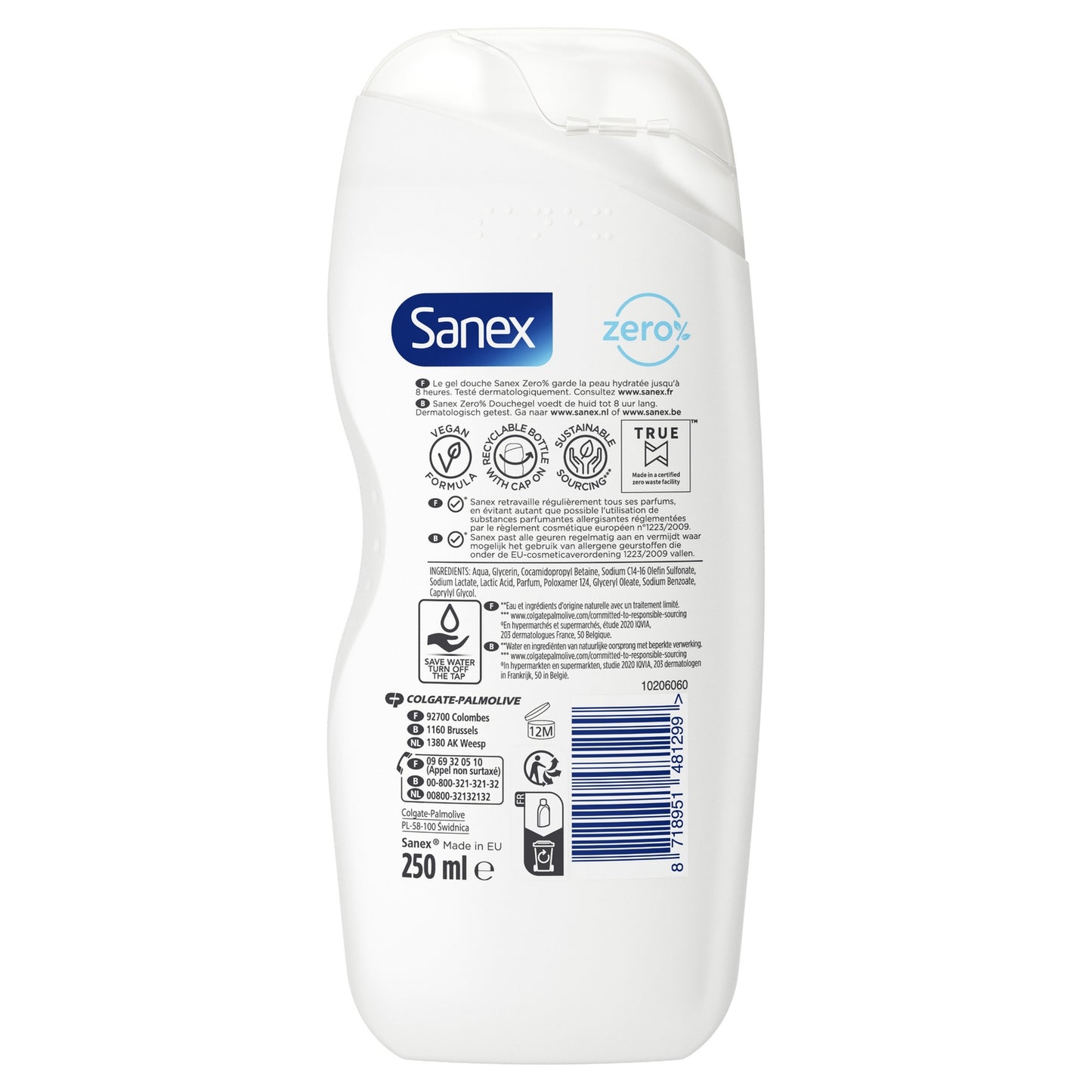 Gel Douche Zéro 0% Peaux Sèches Essential SANEX