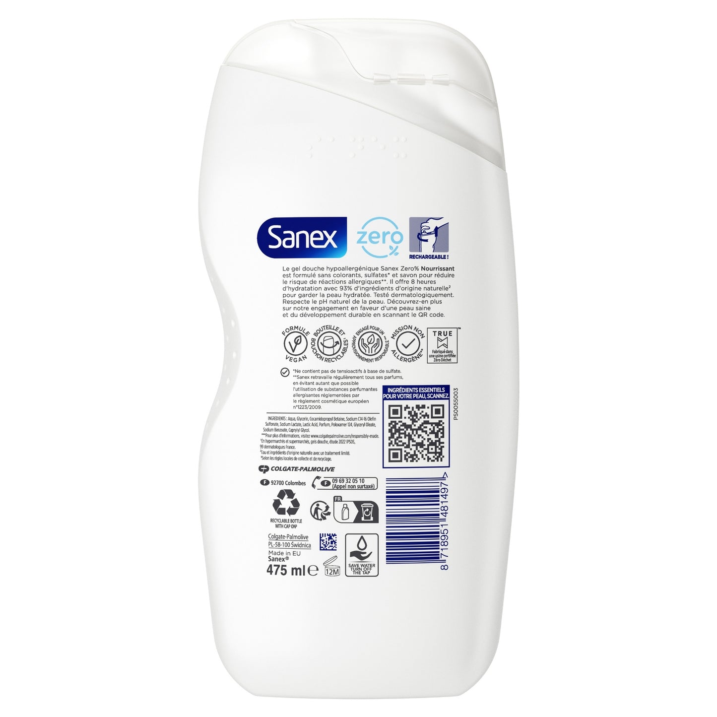 SANEX Hypoallergenic Shower Gel 0% Dry Skin