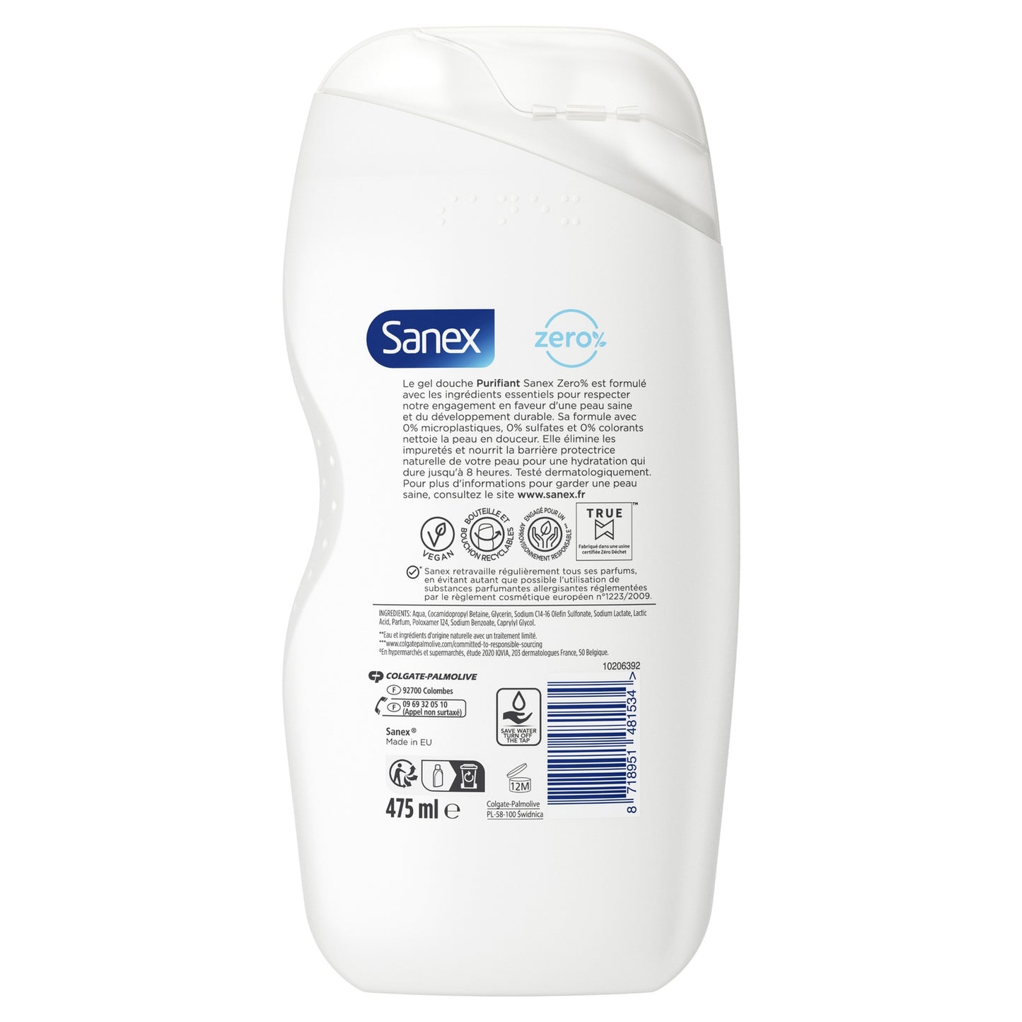 Gel Douche Zéro 0% Essentials Purifiant SANEX