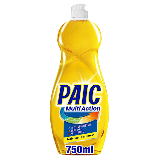 Liquide Vaisselle Fraîcheur Agrumes Multi-Action Super Dégraissant Brillance et Anti-Traces PAIC
