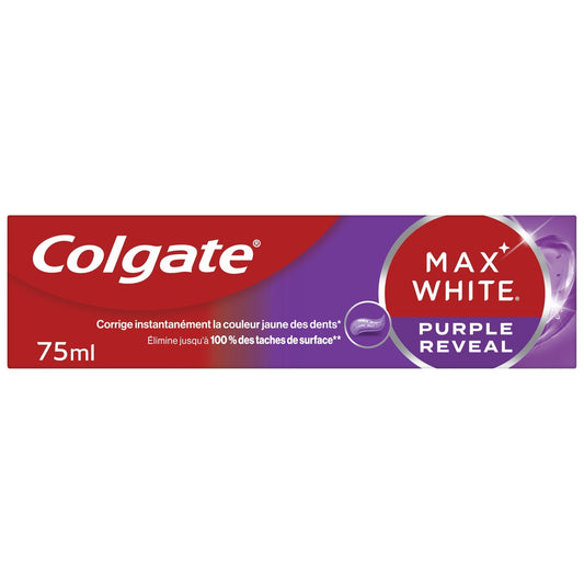 Dentifrice Blancheur Max White Purple COLGATE le tube de 75mL