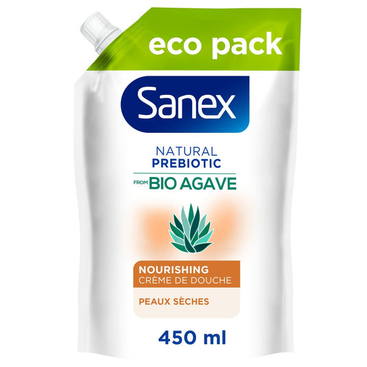 SANEX Organic Agave Natural Prebiotic Nourishing Shower Cream Refill for Dry Skin