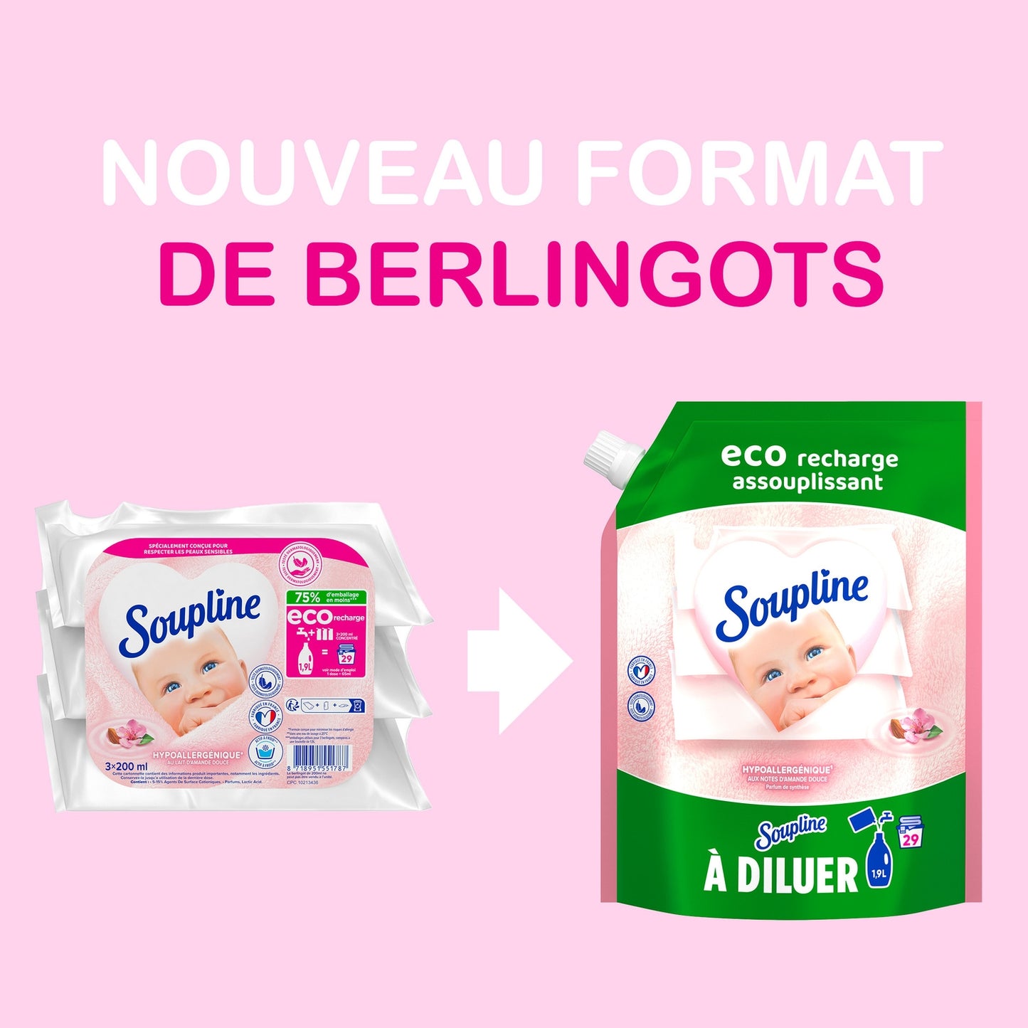 Adoucissant Concentré Bébé Hypoallergénique Amande Douce SOUPLINE