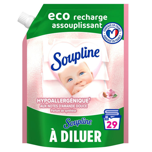 Adoucissant Concentré Bébé Hypoallergénique Amande Douce SOUPLINE l' éco-recharge de 600 ml