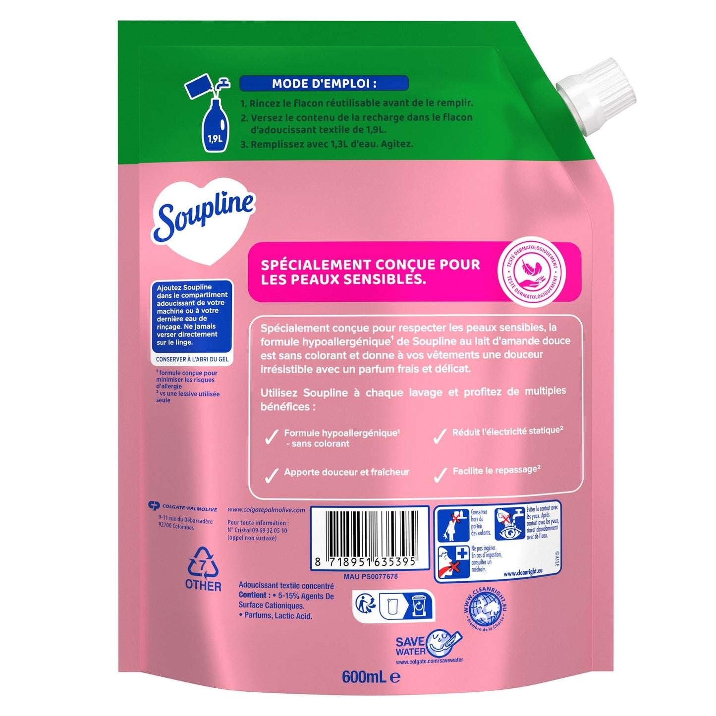 Adoucissant Concentré Bébé Hypoallergénique Amande Douce SOUPLINE