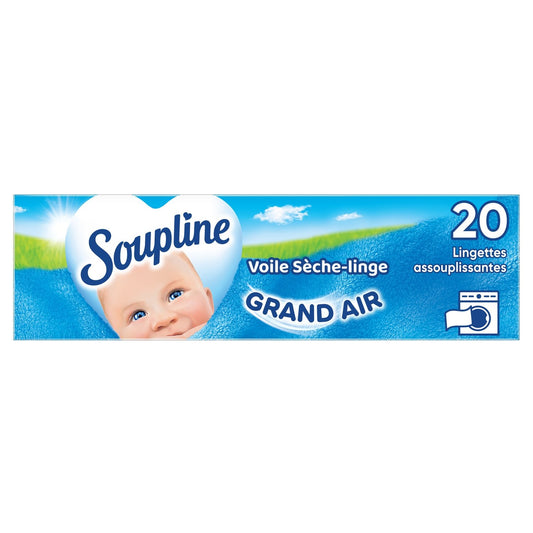 Adoucissant Voile Sèche-Linge Grand Air SOUPLINE la boite de 20 lingettes