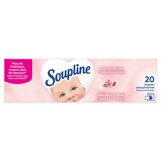Lingettes Assouplissantes Douceur et Soin SOUPLINE la boite de 20 lingettes