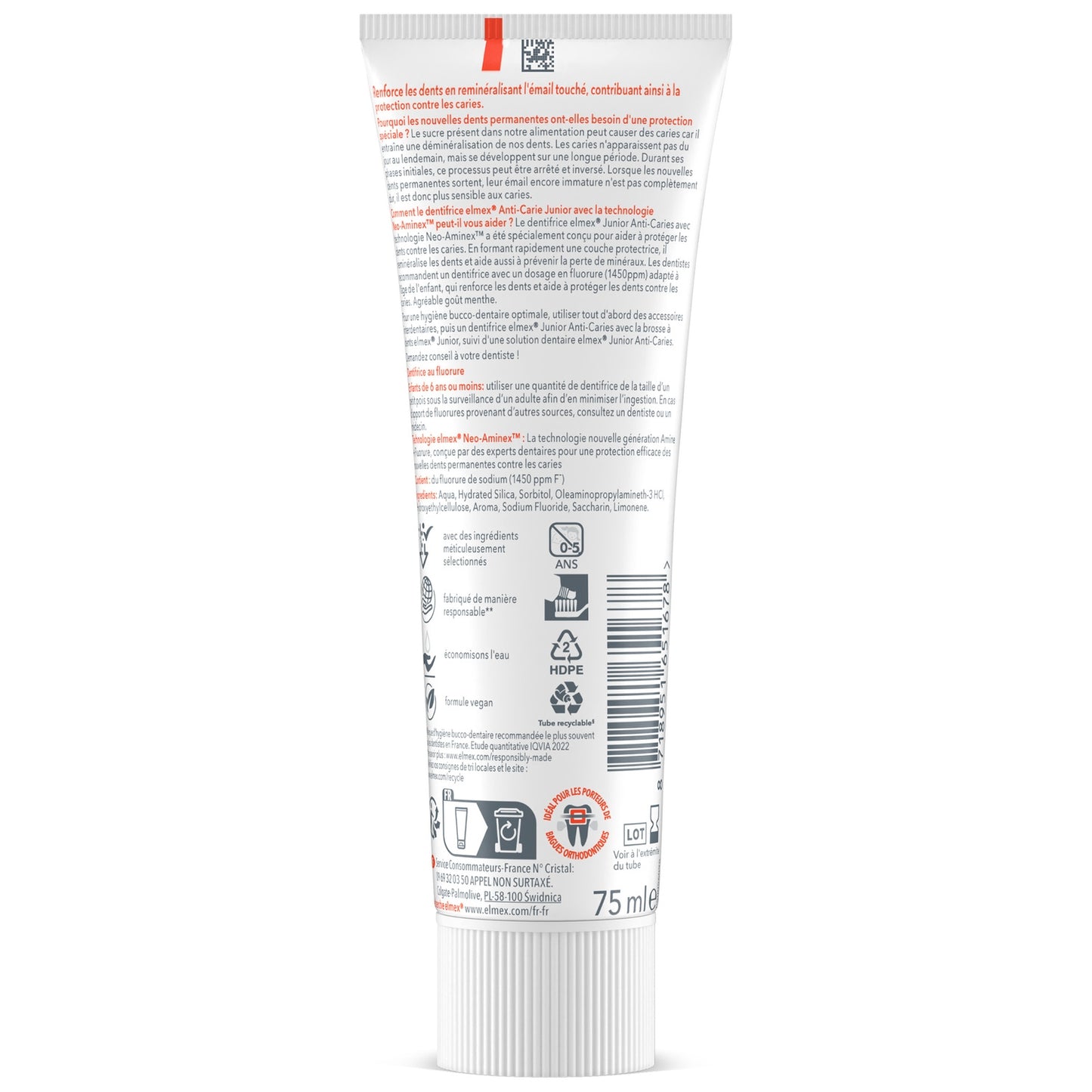 Dentifrice Enfant 6-12 ans Anti-caries fluoré ELMEX 