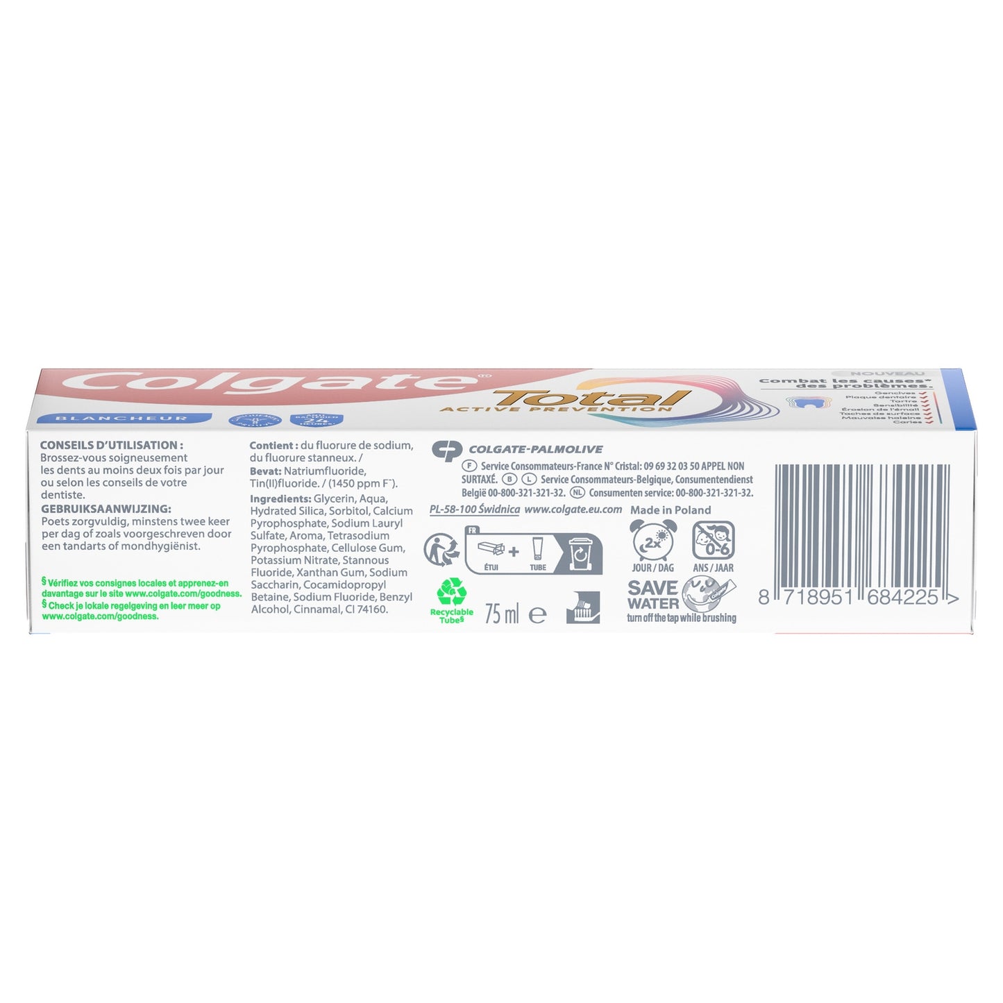 Dentifrice Total Active Prévention Blancheur COLGATE