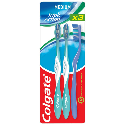 Brosse à Dents Triple Action Médium COLGATE le paquet de 3 brosses à dents