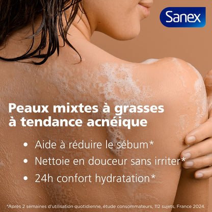 Gel Douche Derma Therapie Peaux Mixtes et Grasses à Tendance Acnéiques Réduction de Sébum SANEX