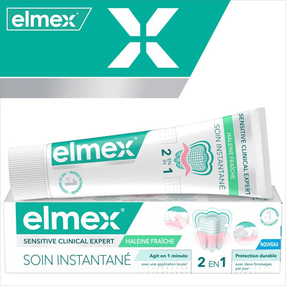 Dentifrice Sensitive Clinical Expert  Soin Instantané  Haleine Fraîche ELMEX