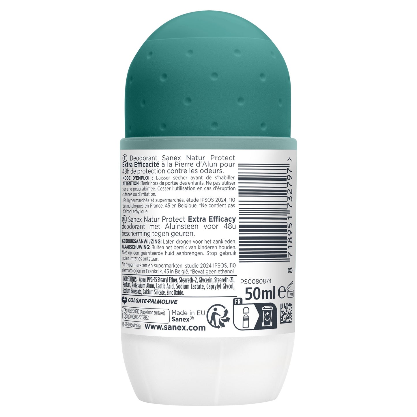 Déodorant Bille Anti-Odeurs Pierre d'Alun 48h Natur Protect SANEX