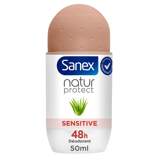 Déodorant Bille Natur Protect Aloe Vera Bio Peaux Sensibles 48 H SANEX le roll-on de 50ml