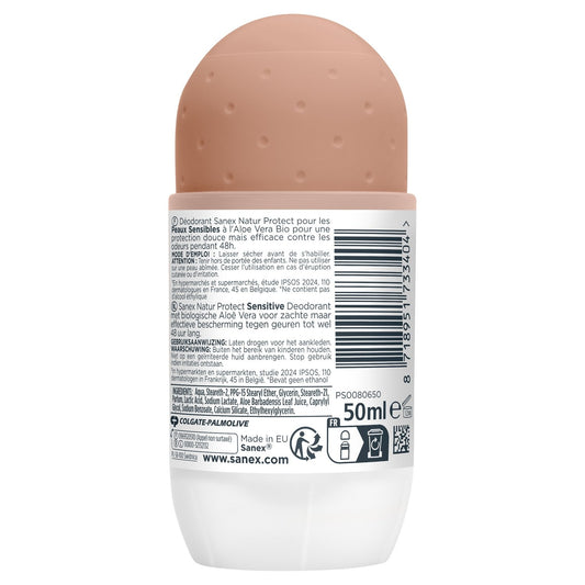 Déodorant Bille Natur Protect Aloe Vera Bio Peaux Sensibles 48 H SANEX