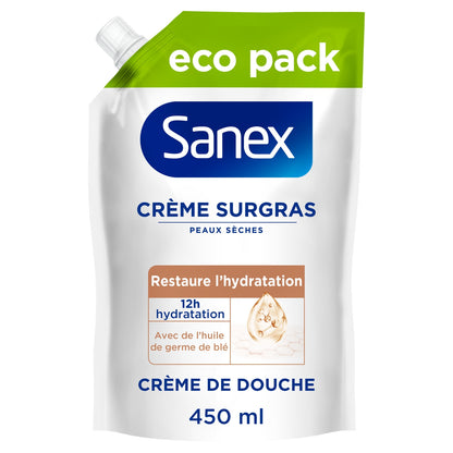 Crème de douche Peaux Sèches Hydratante Eco Pack Derma Care Surgras SANEX 