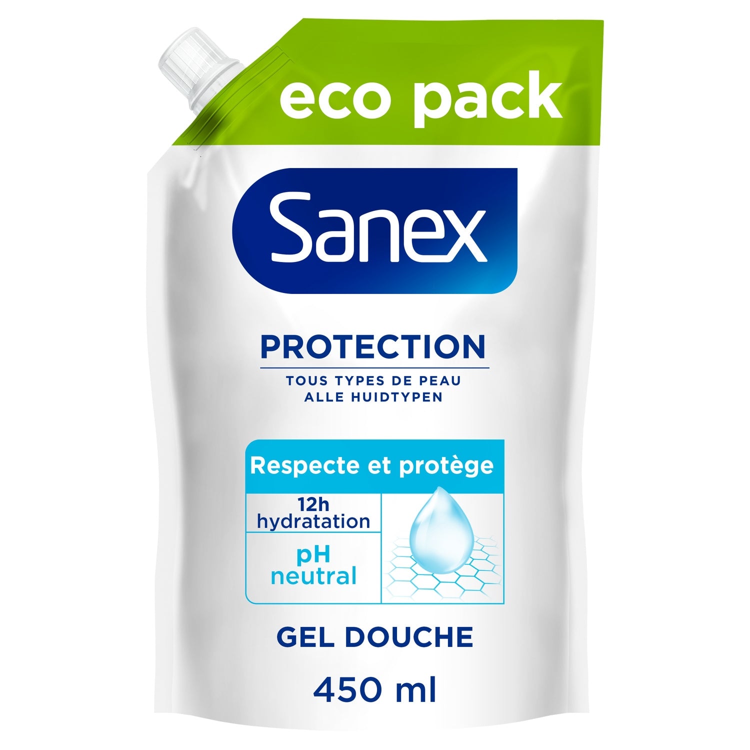 Gel douche Protection Tous Types de Peau Respecte et Protège Hydratant pH Neutre SANEX 